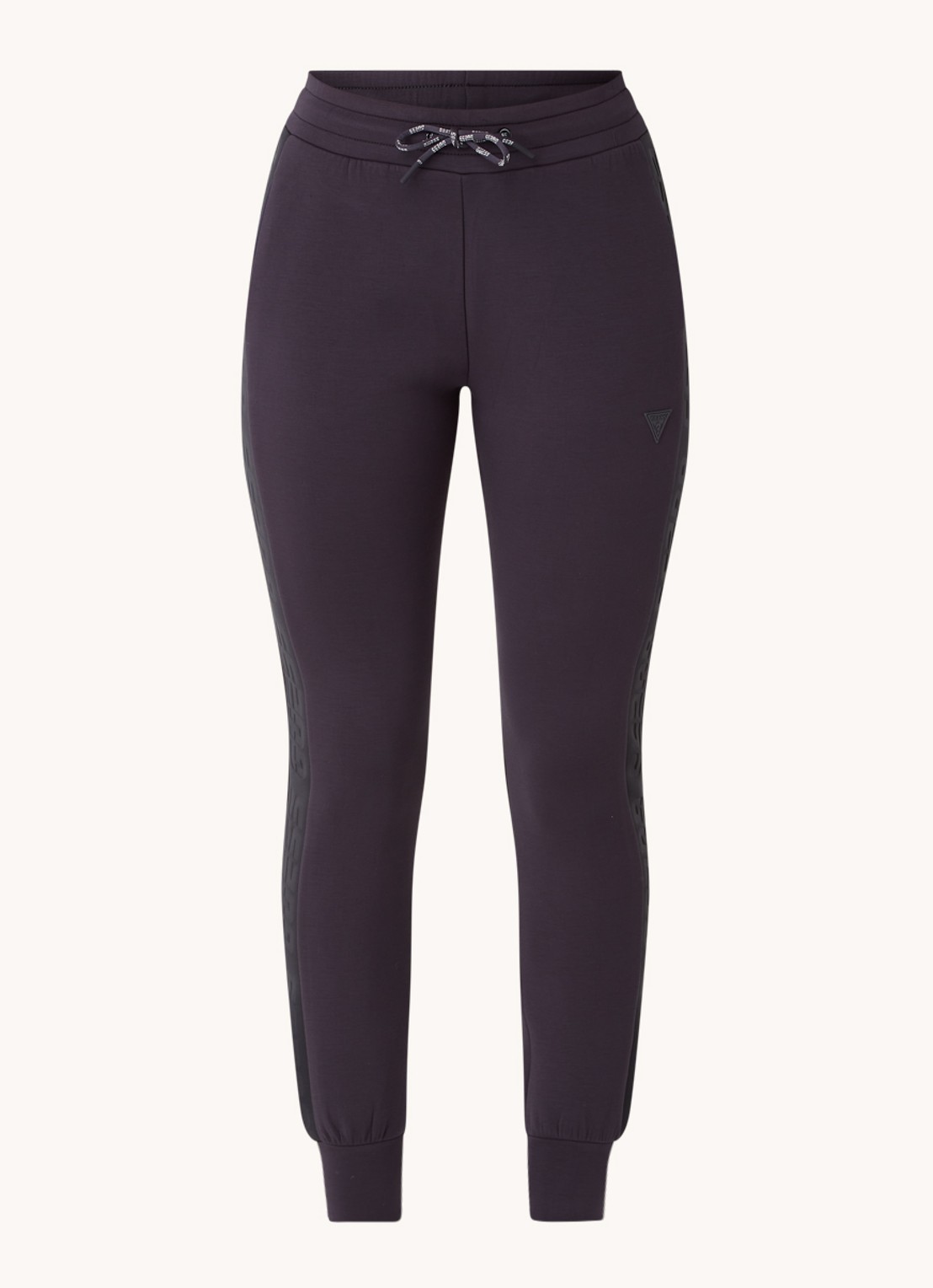 GUESS Allie Scuba high waist slim fit joggingbroek met logoband - voorkant 3 donkerblauw