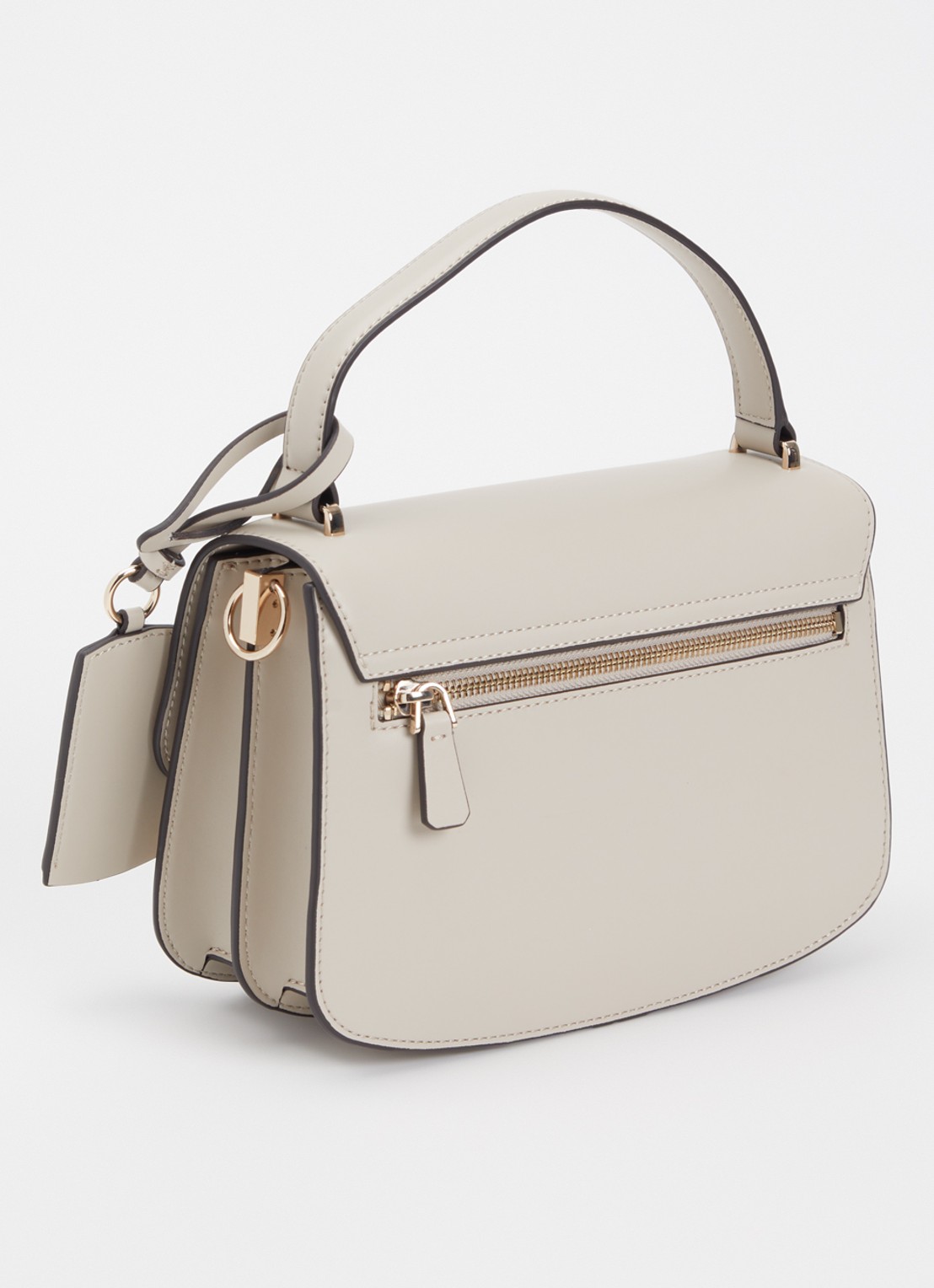 GUESS Amorette handtas met tasbedel en afneembare schouderriem - achterkant donkerbeige