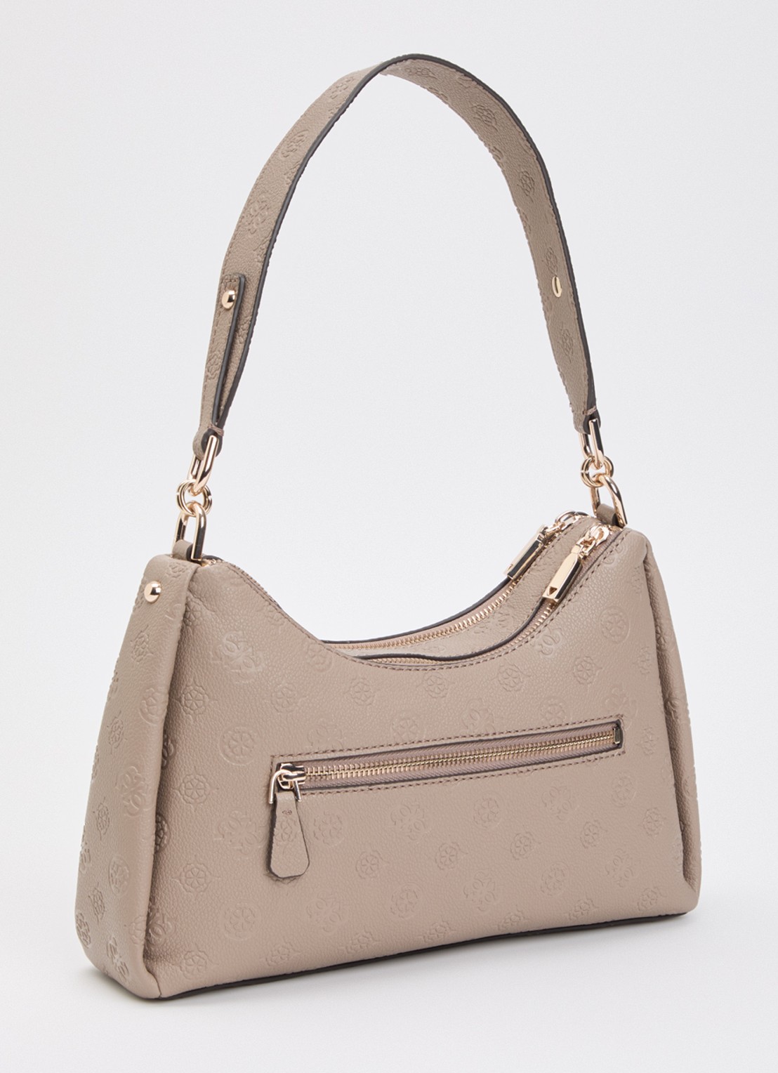 GUESS Anise schoudertas met logoprint  - achterkant taupe