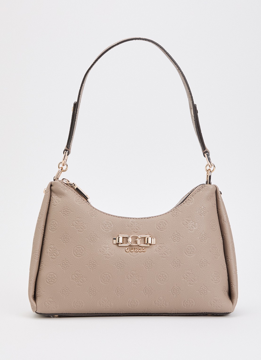 GUESS Anise schoudertas met logoprint  - voorkant 2 taupe