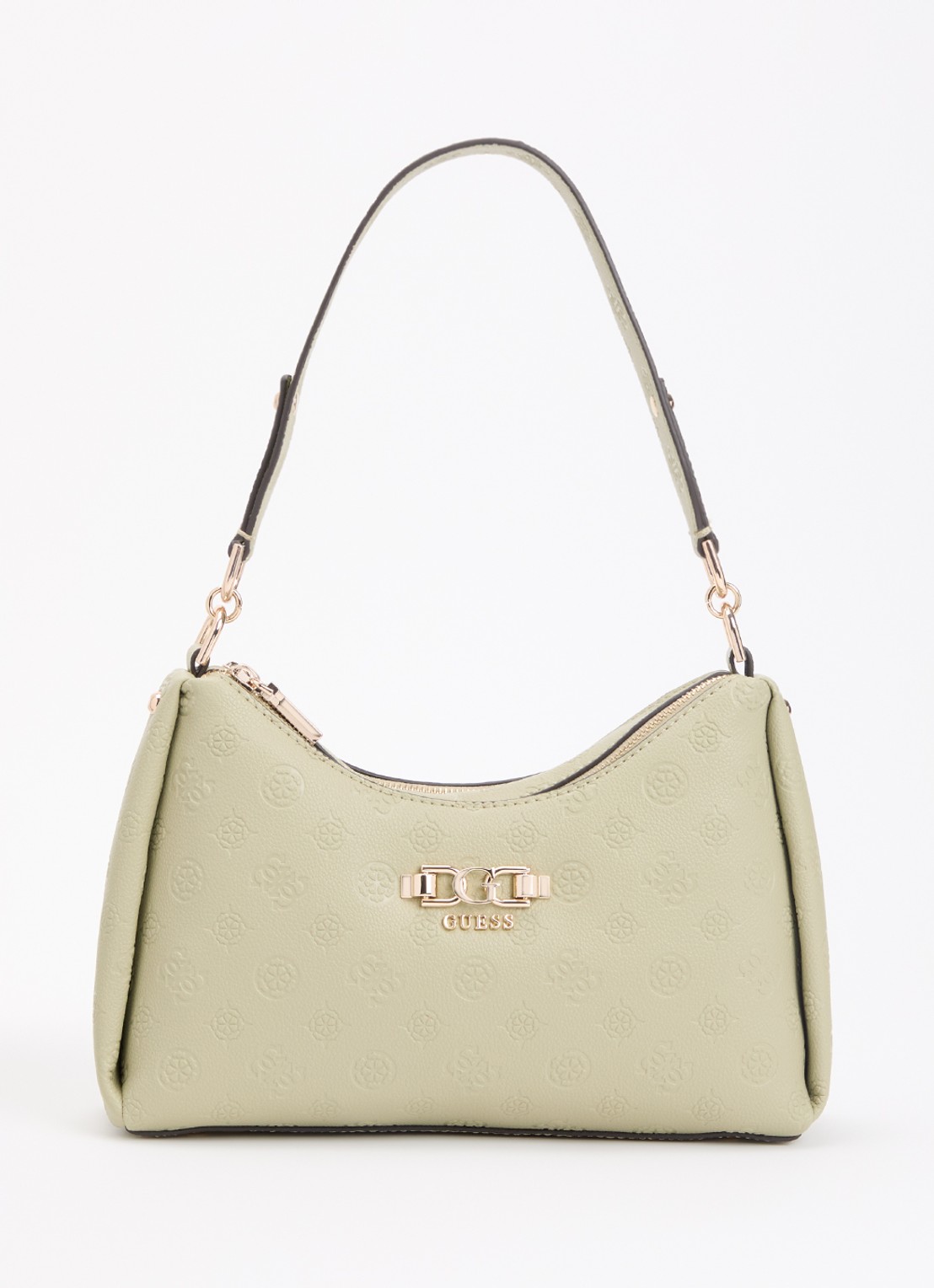 GUESS Anise schoudertas met print - voorkant lindegroen