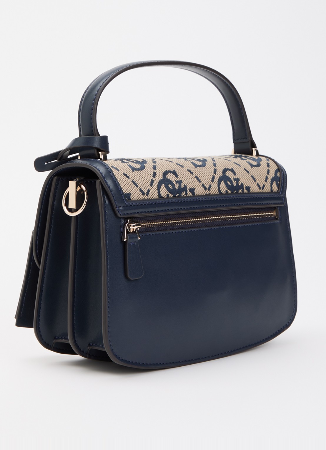 GUESS Audrey crossbodytas met logoprint en afneembare schouderriem - achterkant donkerblauw
