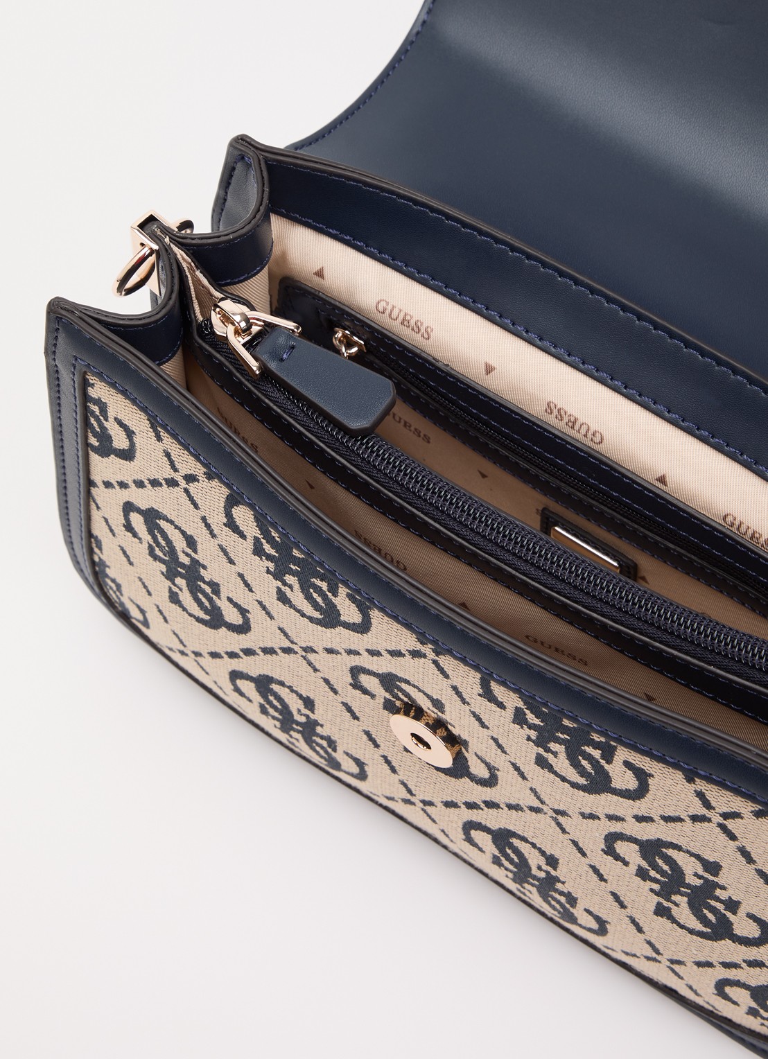 GUESS Audrey crossbodytas met logoprint en afneembare schouderriem - detail 3 donkerblauw