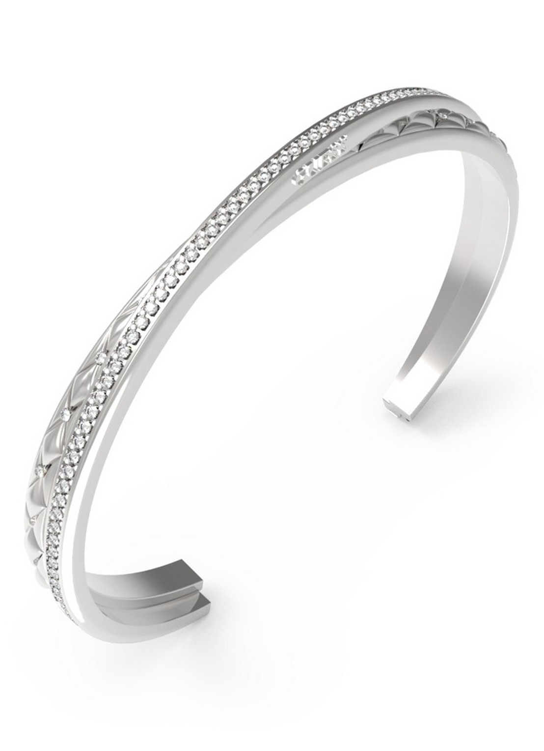 GUESS Bangle met kristal JUBB04584JWRHS - voorkant zilver