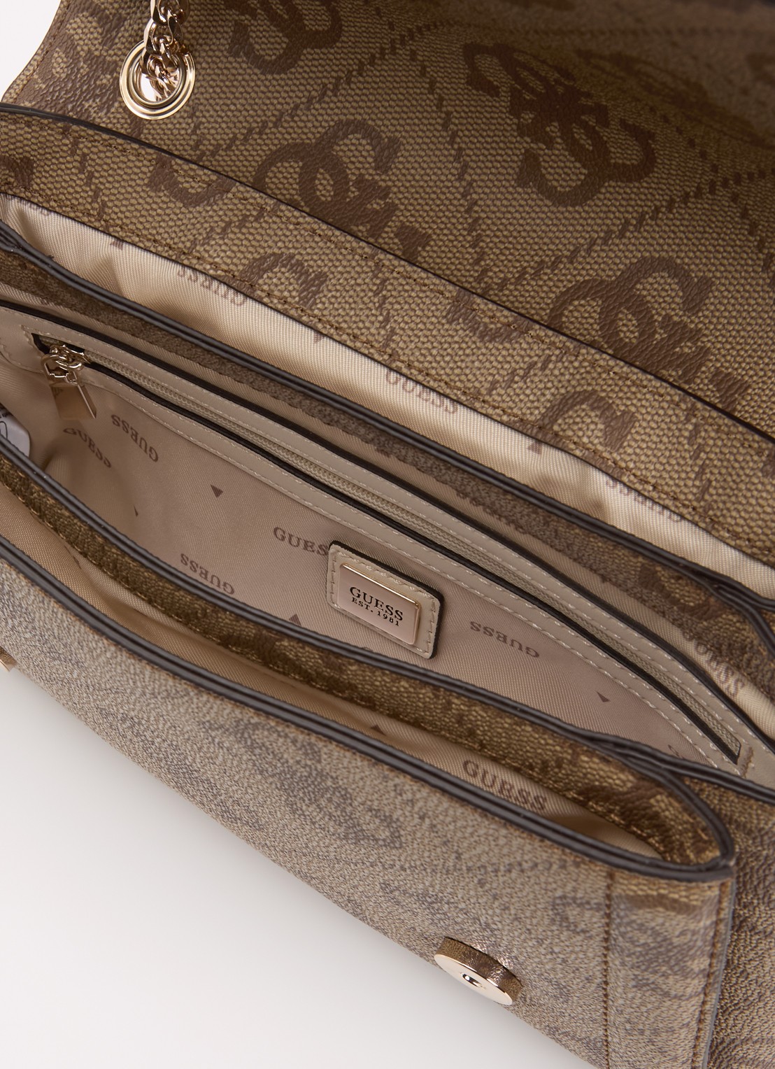 GUESS Calista schoudertas met logoprint - detail 5 beige