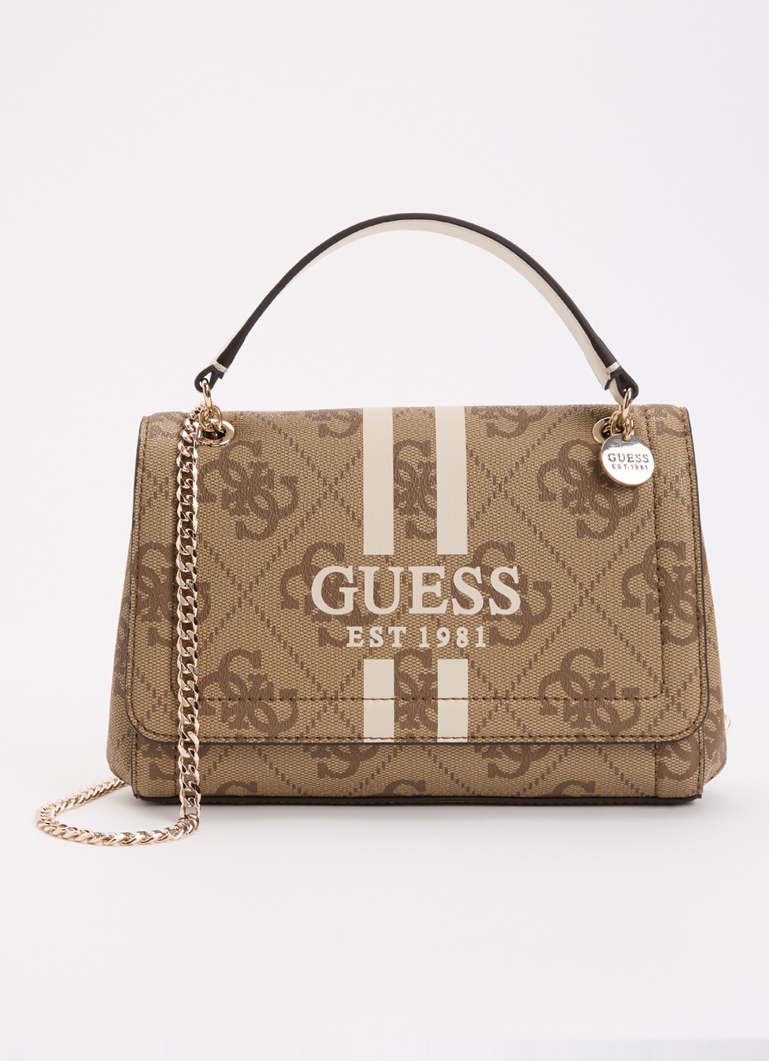 GUESS Calista schoudertas met logoprint - voorkant beige