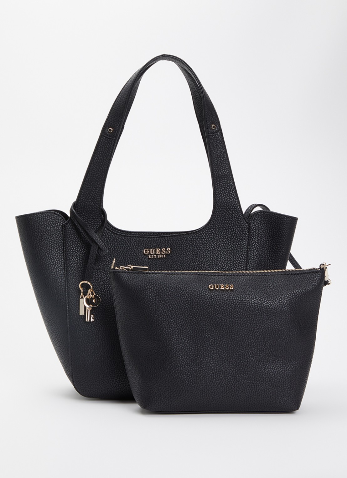 GUESS Calista shopper met uitneembaar etui - voorkant zwart