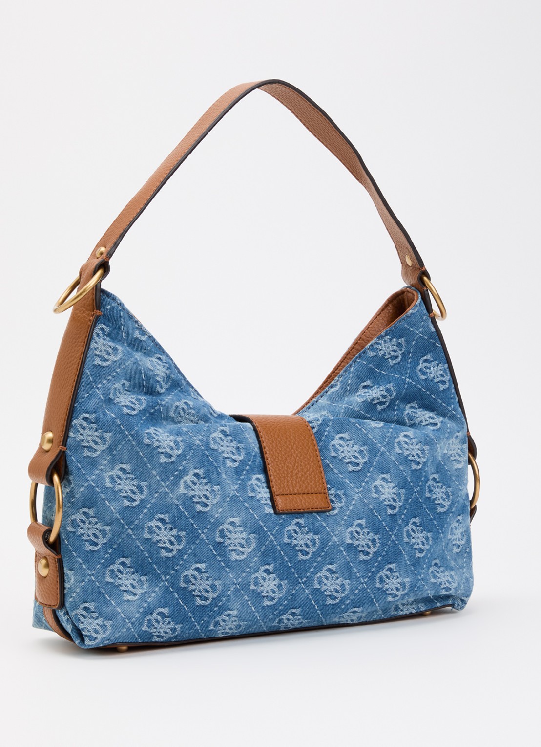 GUESS Camden Large schoudertas van denim met logoprint - achterkant 4 staalblauw