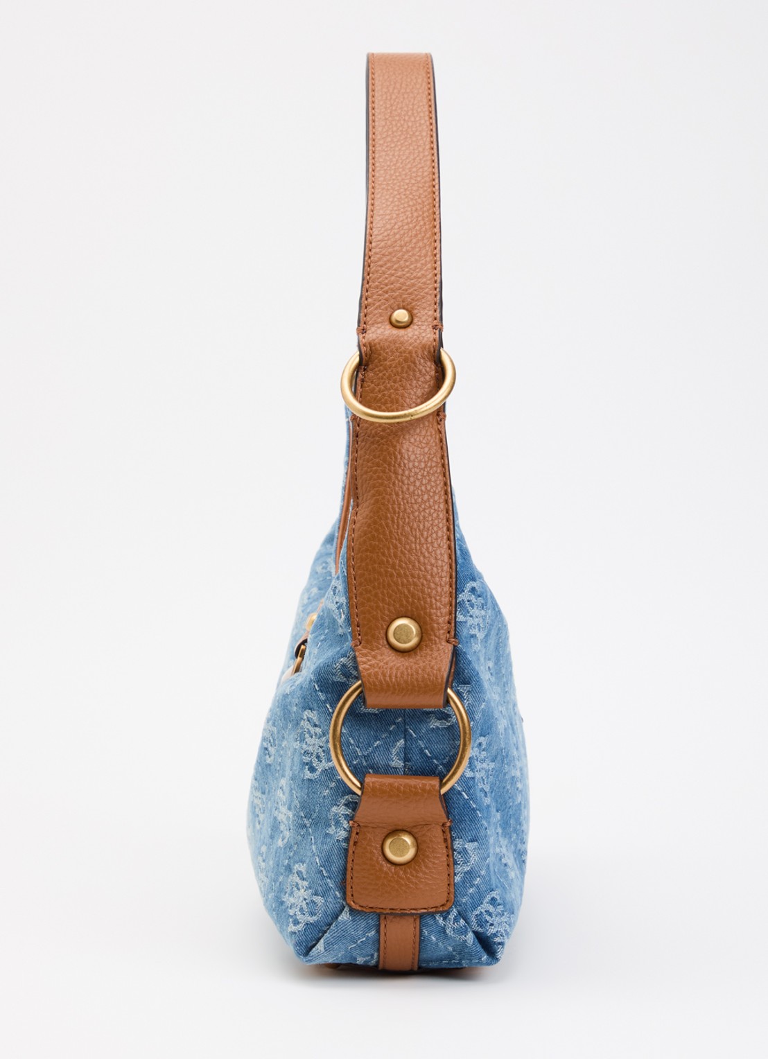 GUESS Camden Large schoudertas van denim met logoprint - detail 2 staalblauw