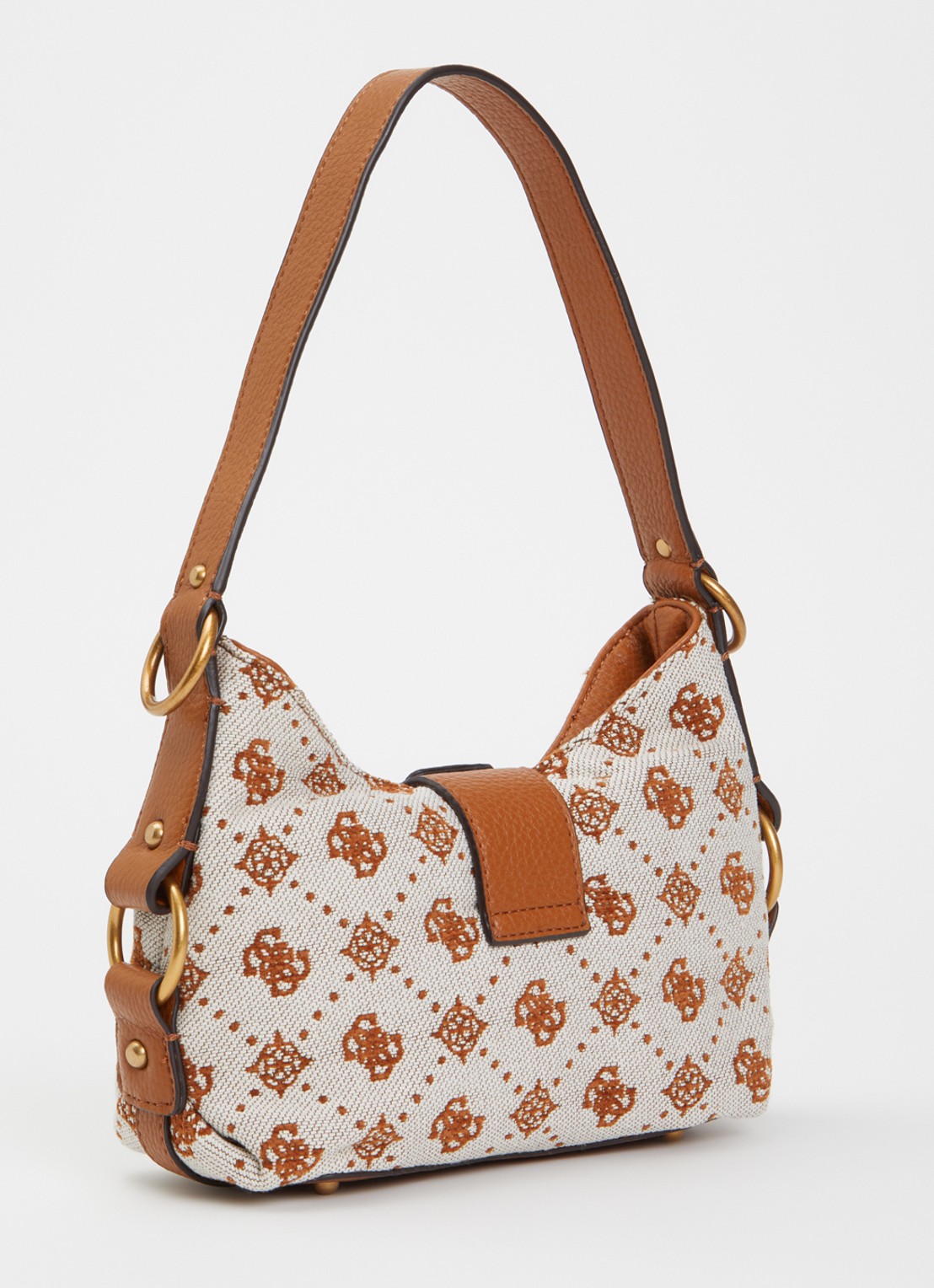 GUESS Camden Mini schoudertas met logoprint - achterkant 6 cognac