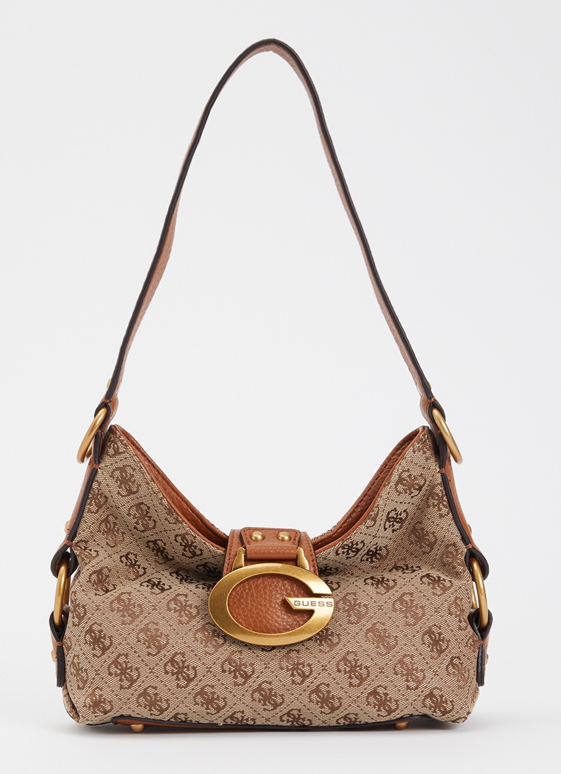 GUESS Camden Mini schoudertas met logoprint - voorkant 5 beige