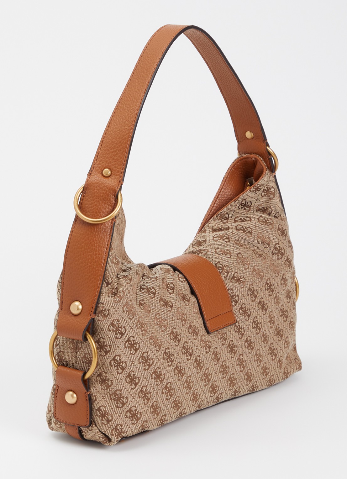 GUESS Camden schoudertas met logoprint - achterkant 2 beige
