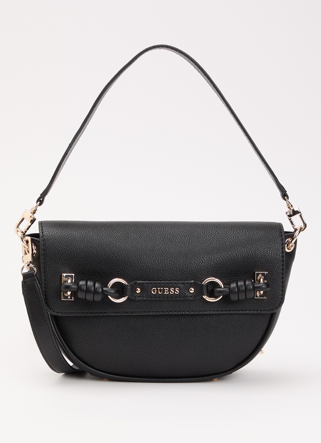 GUESS Camelia schoudertas met afneembare schouderriem en logo - voorkant 2 zwart