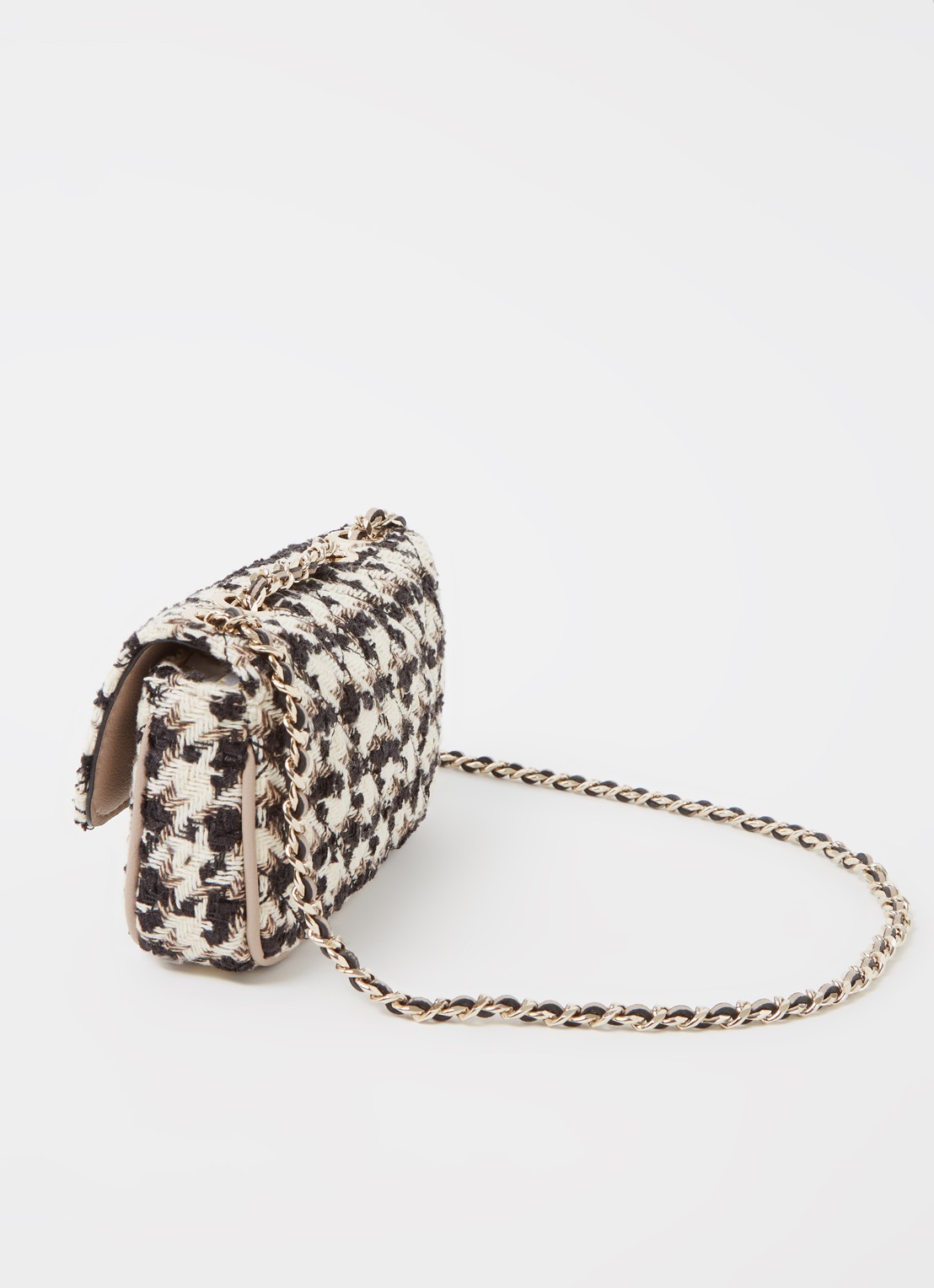 GUESS Cessily crossbodytas met tweed-look - achterkant 4 gebroken wit
