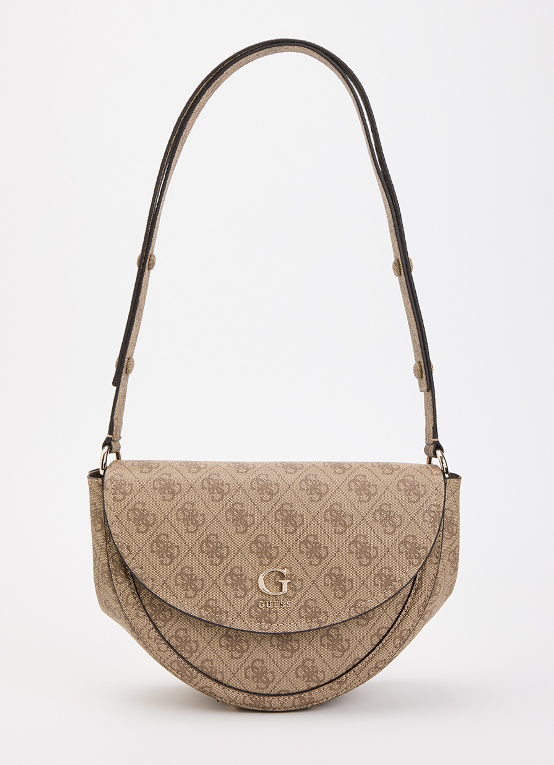 GUESS Coleen crossbodytas met logoprint - voorkant 5 gebroken wit