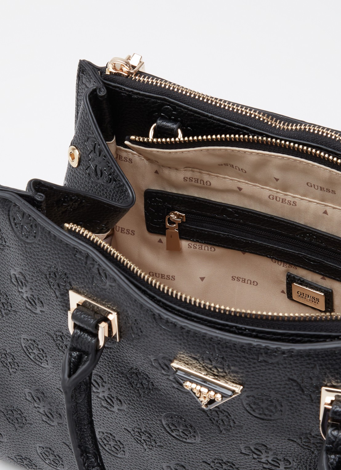 GUESS Cresidia handtas met logo en afneembare schouderriem - detail 2 zwart