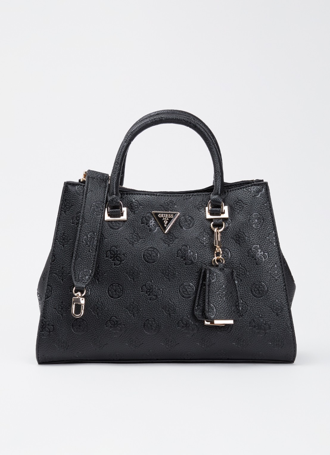 GUESS Cresidia handtas met logo en afneembare schouderriem - voorkant 5 zwart