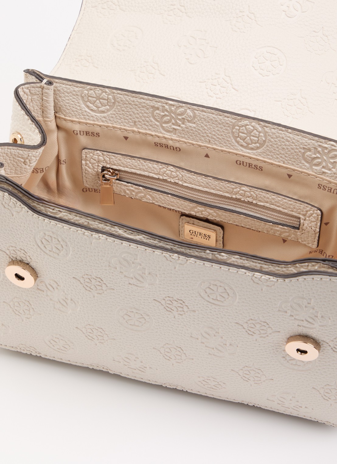 GUESS Cresidia II schoudertas met logoprint - detail 5 gebroken wit