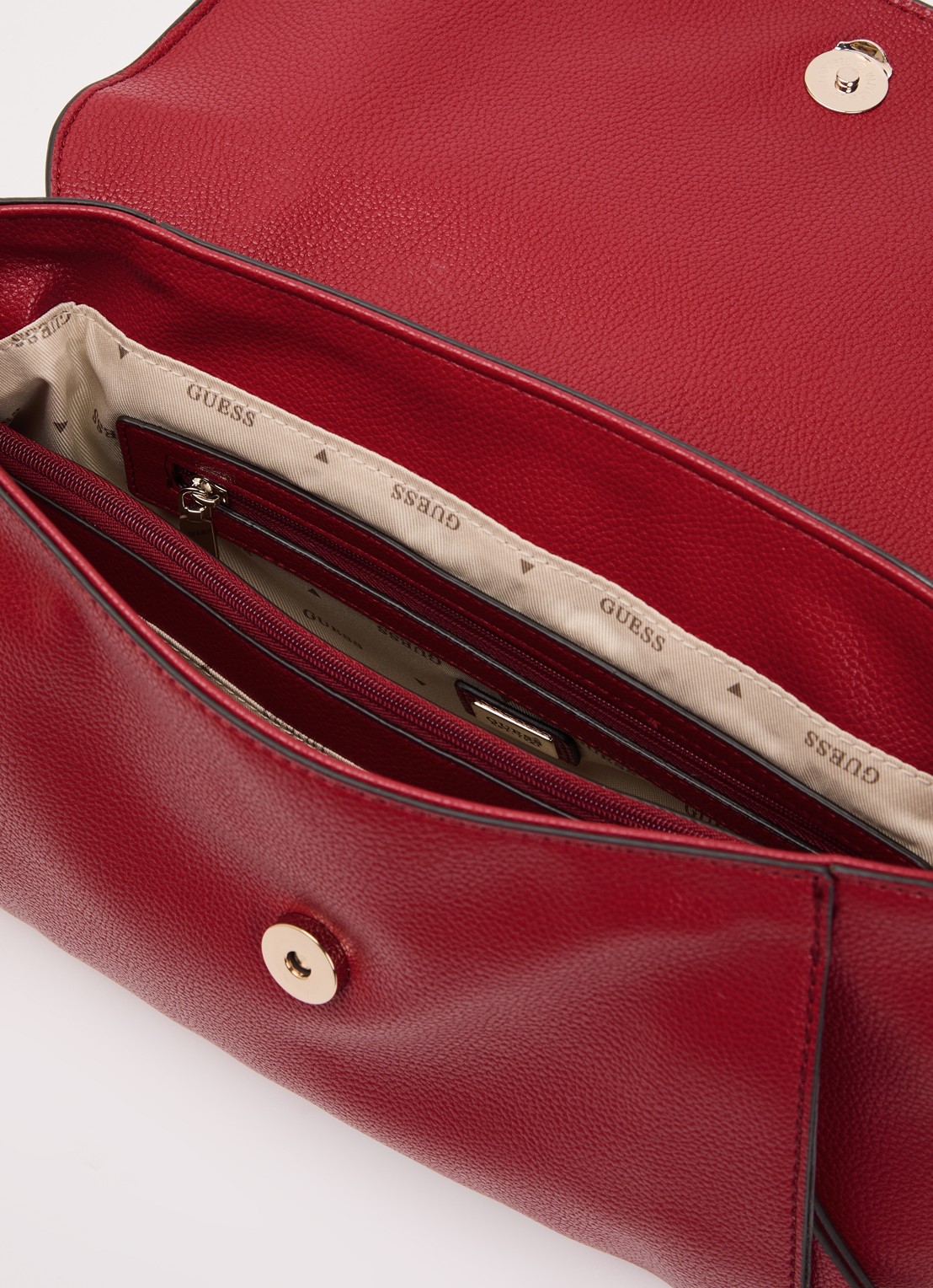 GUESS Devon handtas met afneembare schouderriem - detail 3 rood