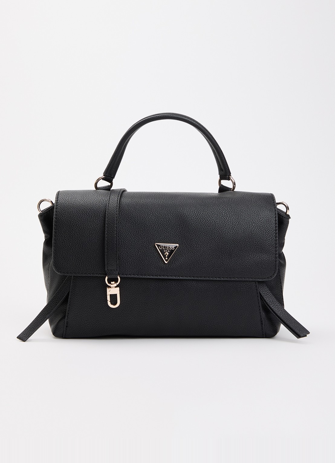 GUESS Devon handtas met logo en afneembare schouderriem - voorkant zwart
