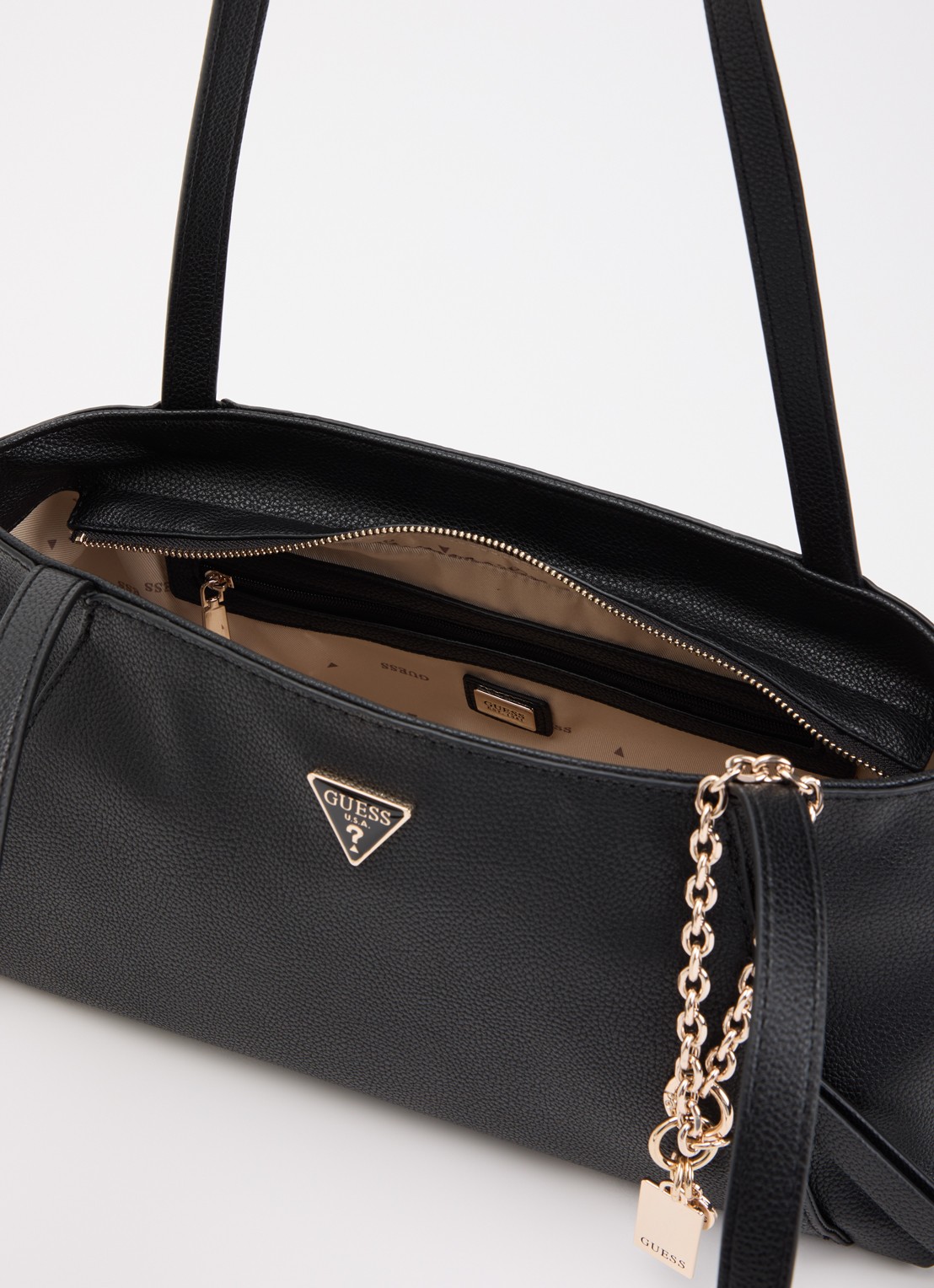 GUESS Devon schoudertas met logo en tasbedel - detail 3 zwart