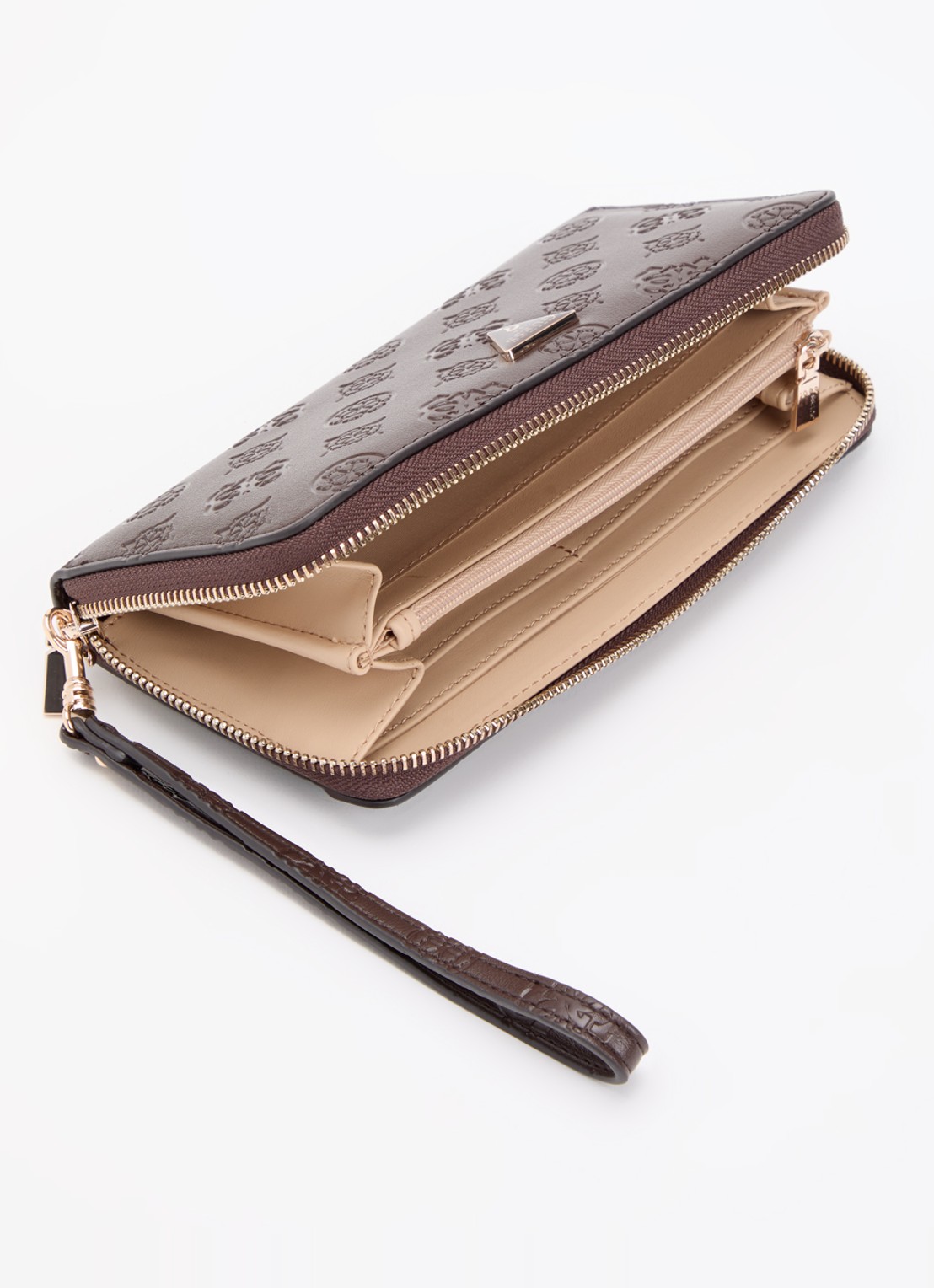 GUESS Diana L portemonnee met logoprint - voorkant 3 chocoladebruin