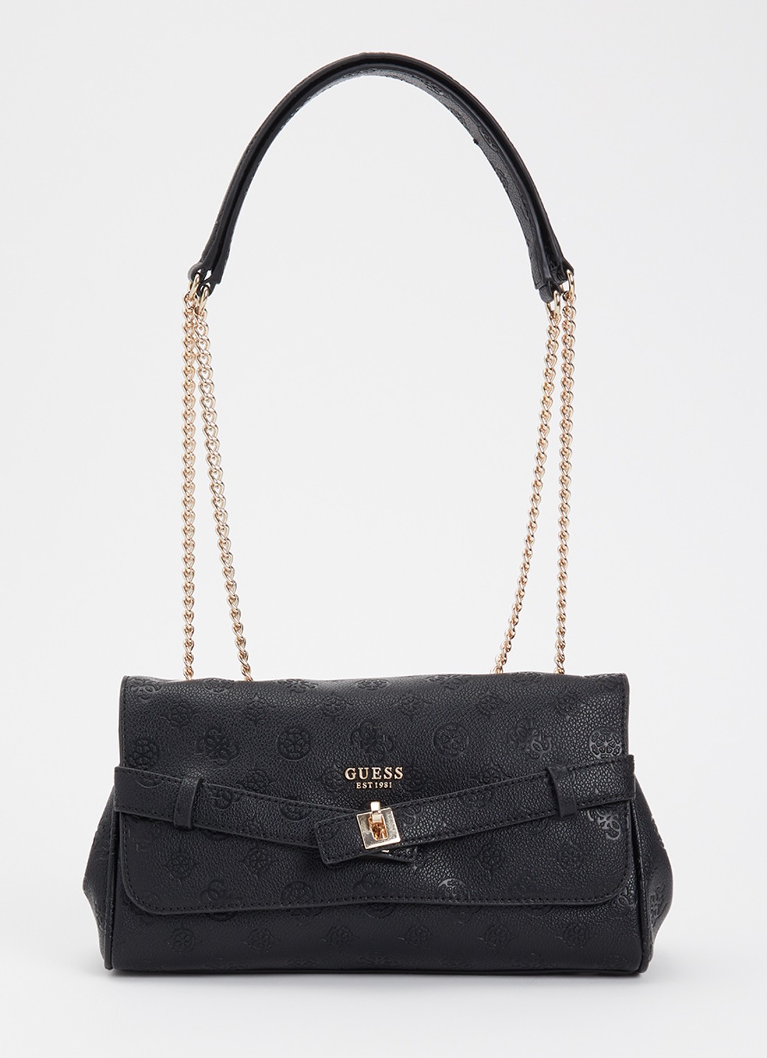 GUESS Ella crossbodytas met logoprint en verstelbare schouderriem - voorkant 4 zwart