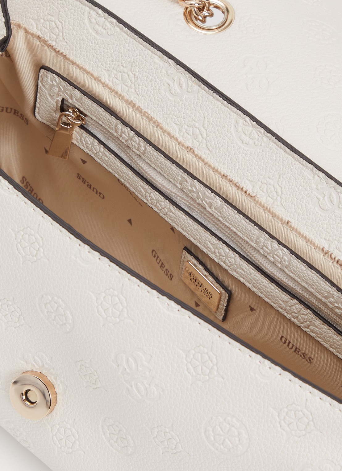 GUESS Ella crossbodytas met logoprint en verstelbare schouderriem - detail 2 creme