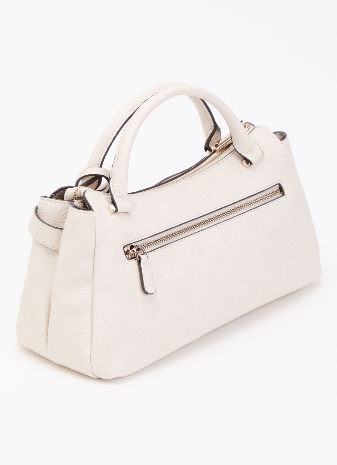 GUESS Ella handtas met logoprint en afneembare schouderriem - achterkant 5 creme