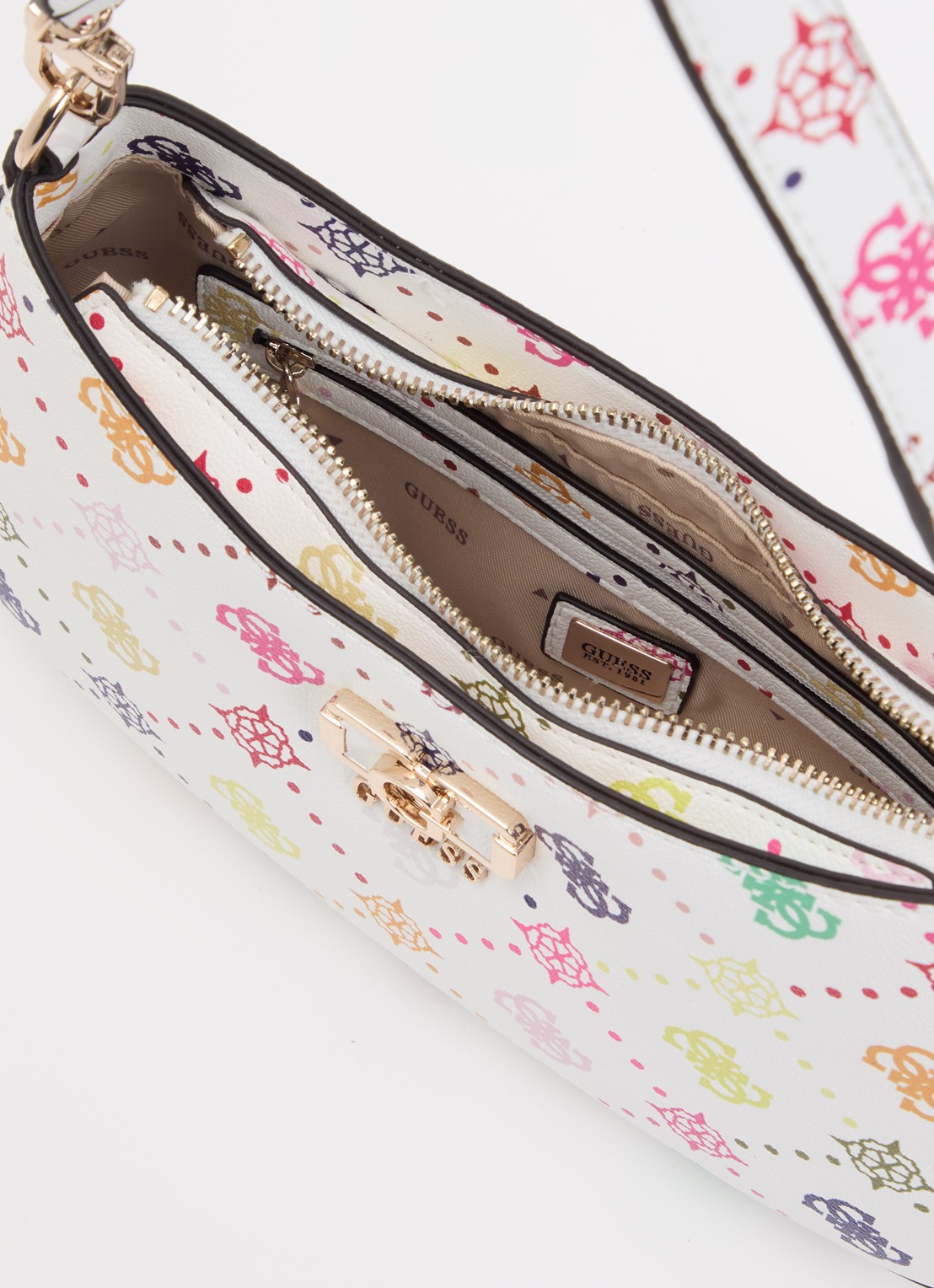 GUESS Emelie schoudertas met logoprint - detail 2 wit