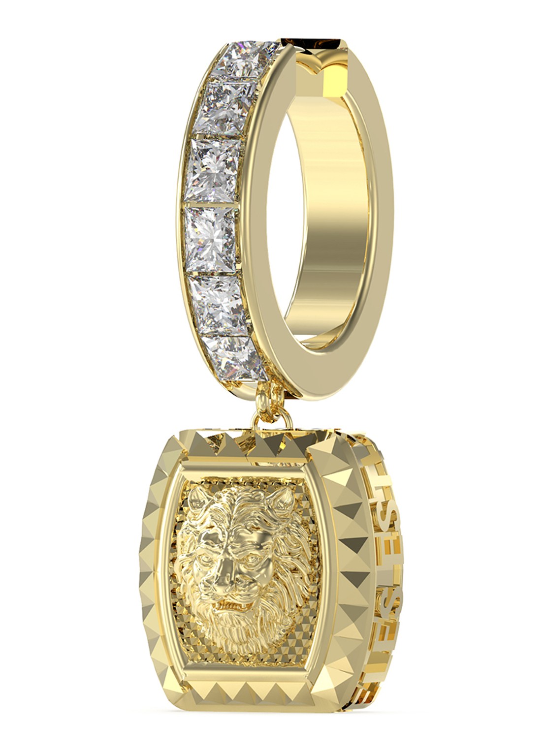 GUESS Enkele oorring met hanger JUME05006JWYGT-U  - voorkant goud
