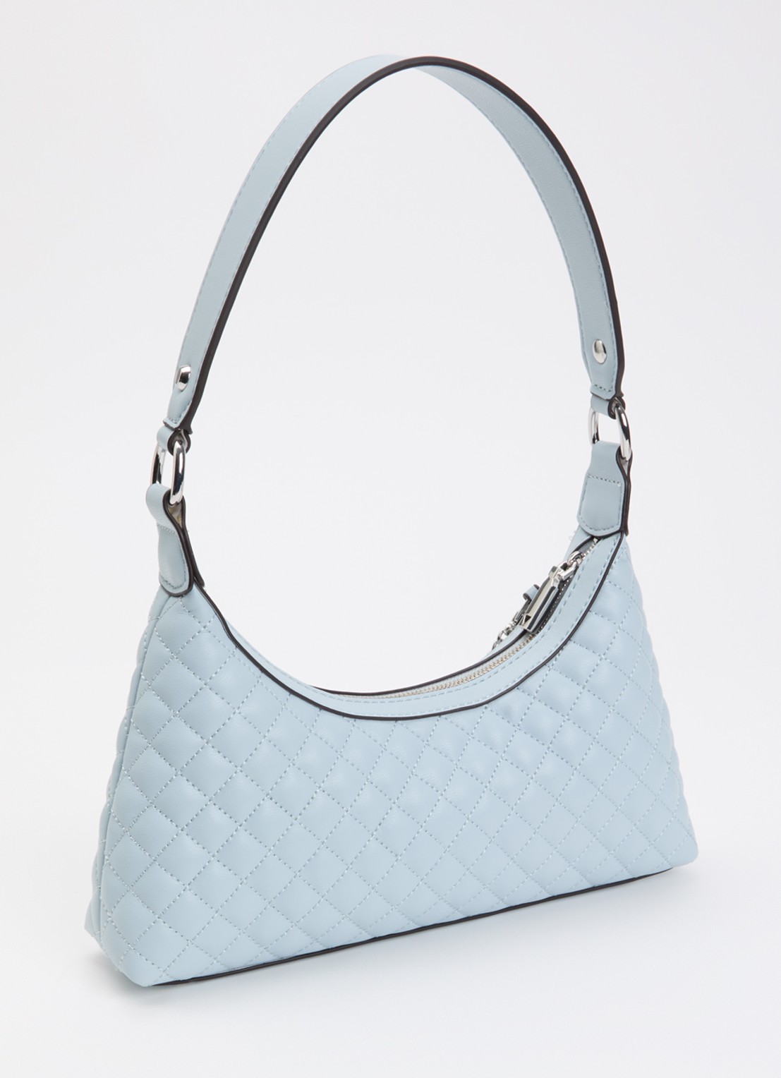 GUESS Everlee schoudertas met quilt patroon - achterkant lichtblauw