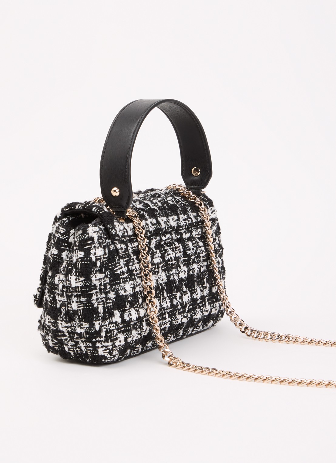 GUESS Everlee schoudertas met tweed-look - achterkant zwart