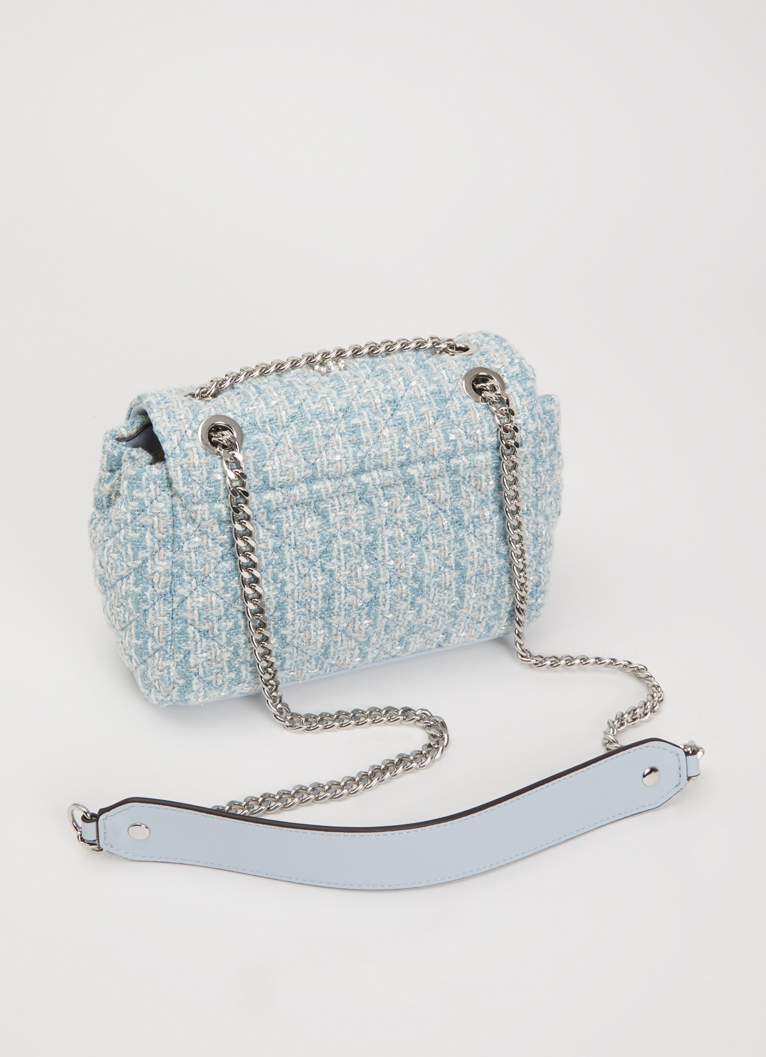 GUESS Everlee schoudertas met tweed-look - achterkant 6 blauw