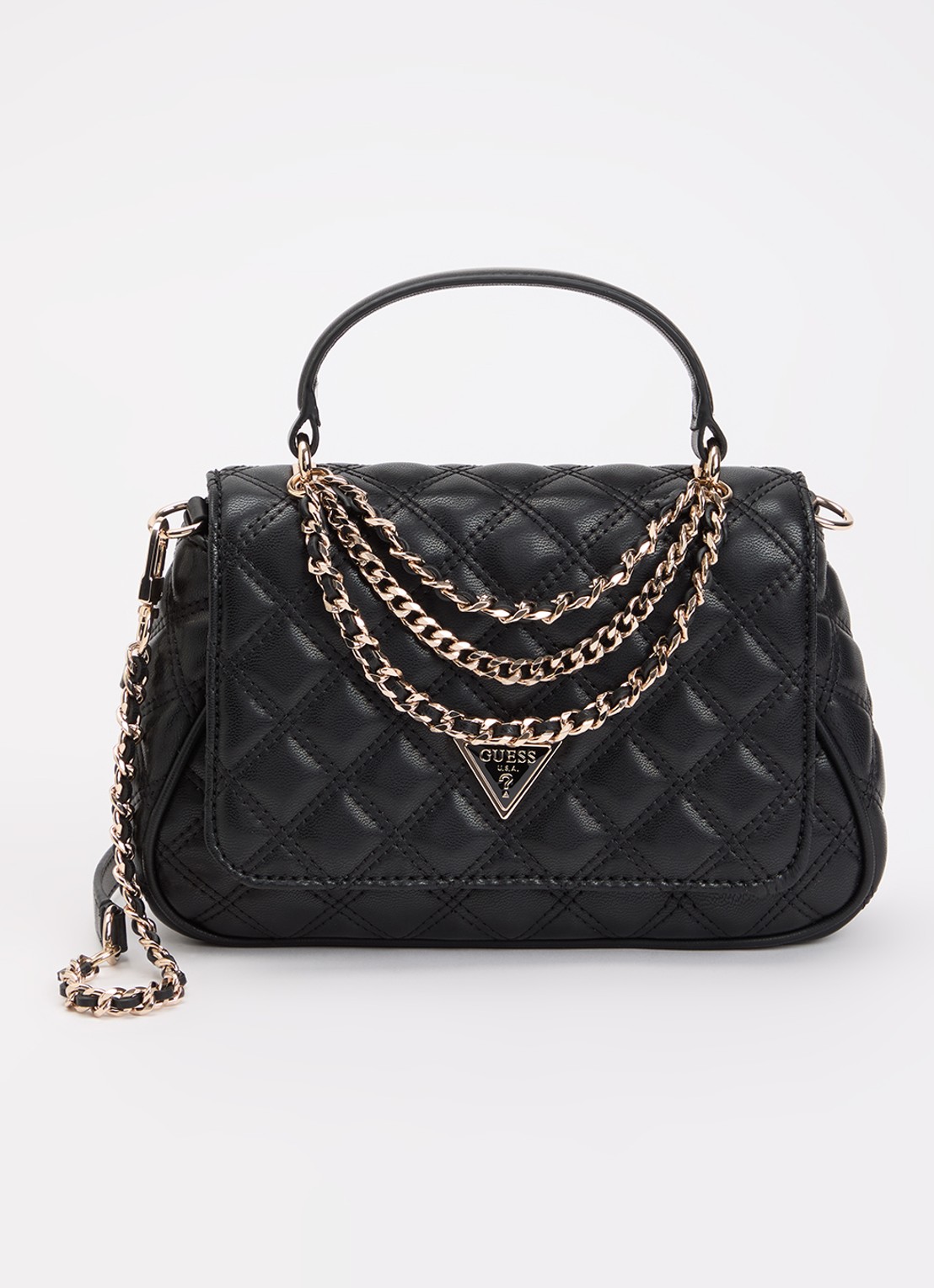 GUESS Giully II handtas met quilt patroon en afneembare schouderriem - voorkant 5 zwart