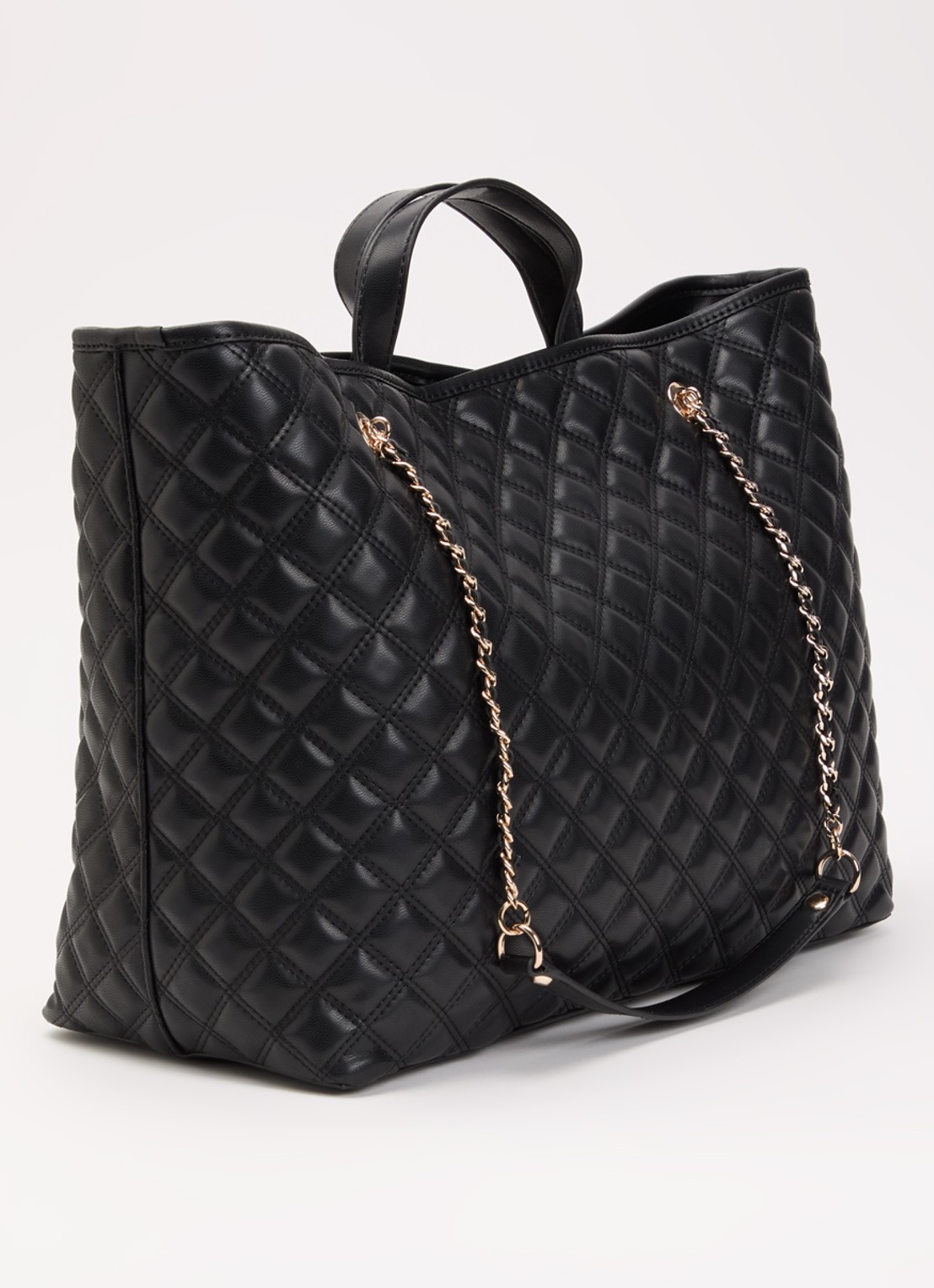 GUESS Giully II Large shopper met quilt patroon en uitneembaar etui - achterkant zwart