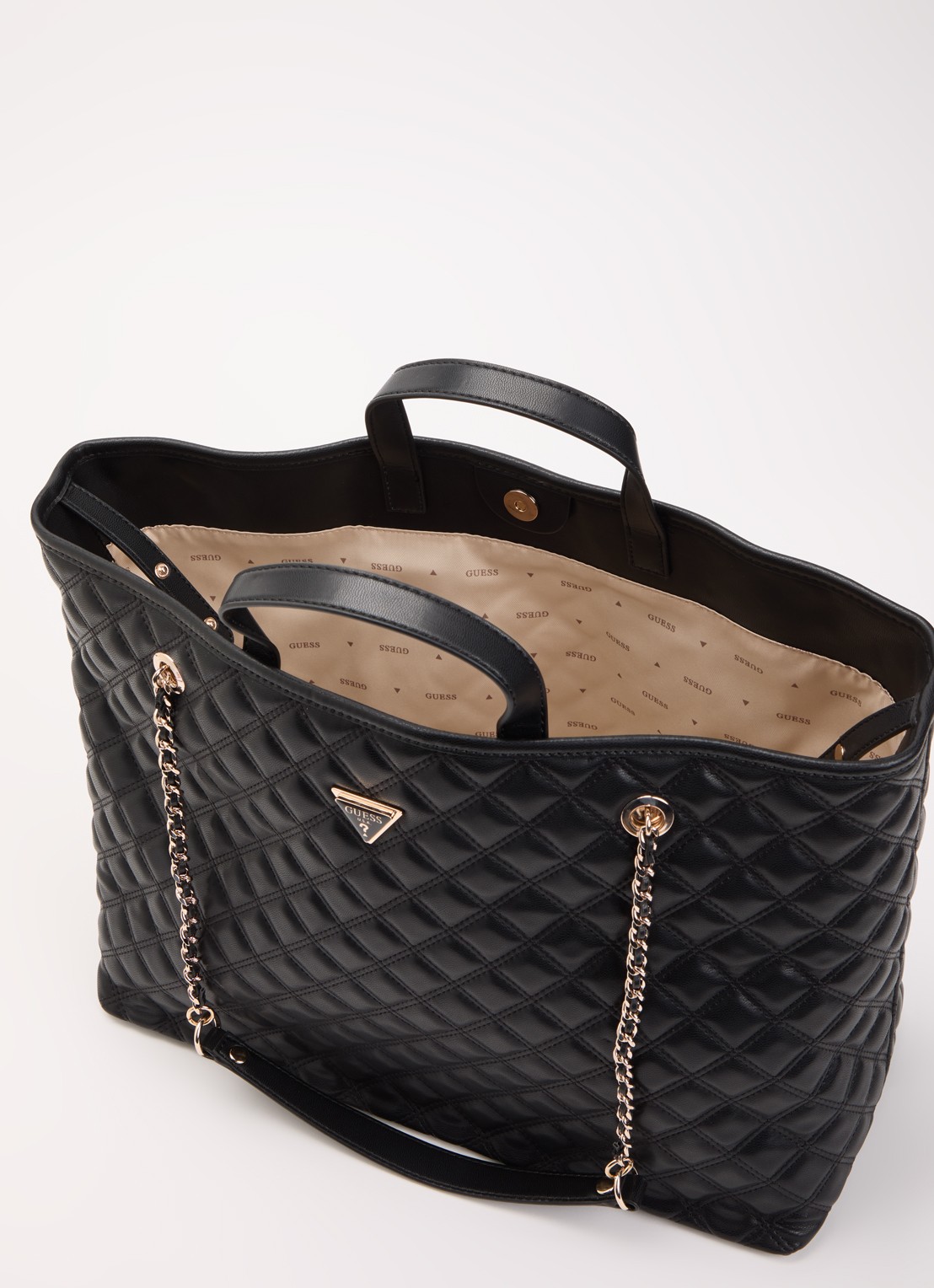 GUESS Giully II Large shopper met quilt patroon en uitneembaar etui - detail 2 zwart