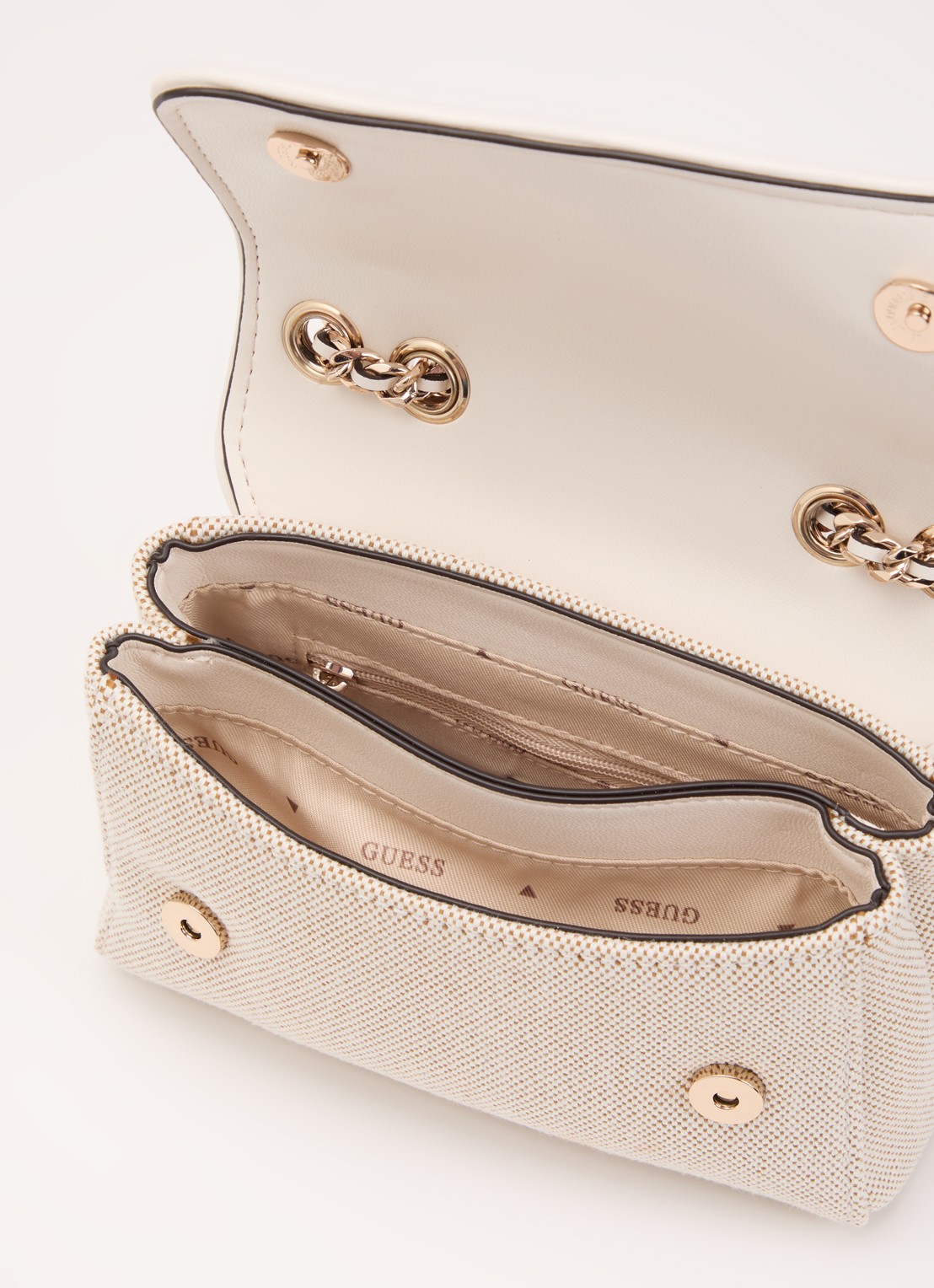 GUESS Giully II Mini crossbodytas met pailletten  - detail 3 beige