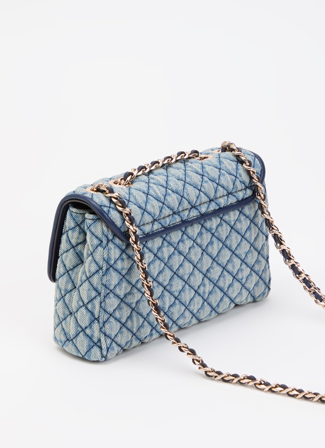 GUESS Giully II mini schoudertas van denim  - achterkant 2 indigo