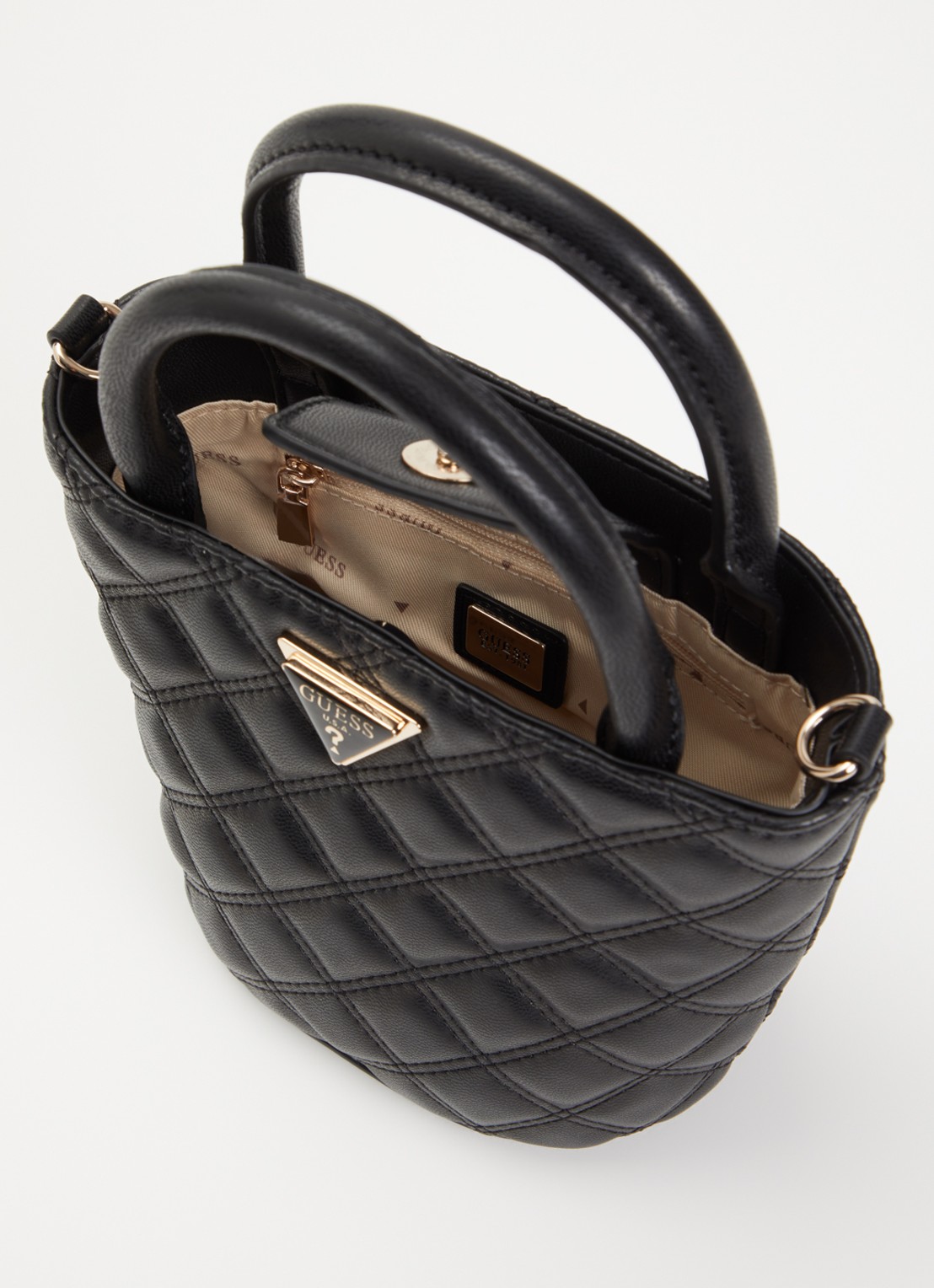 GUESS Giully mini tote handtas met afneembare schouderriem - detail zwart