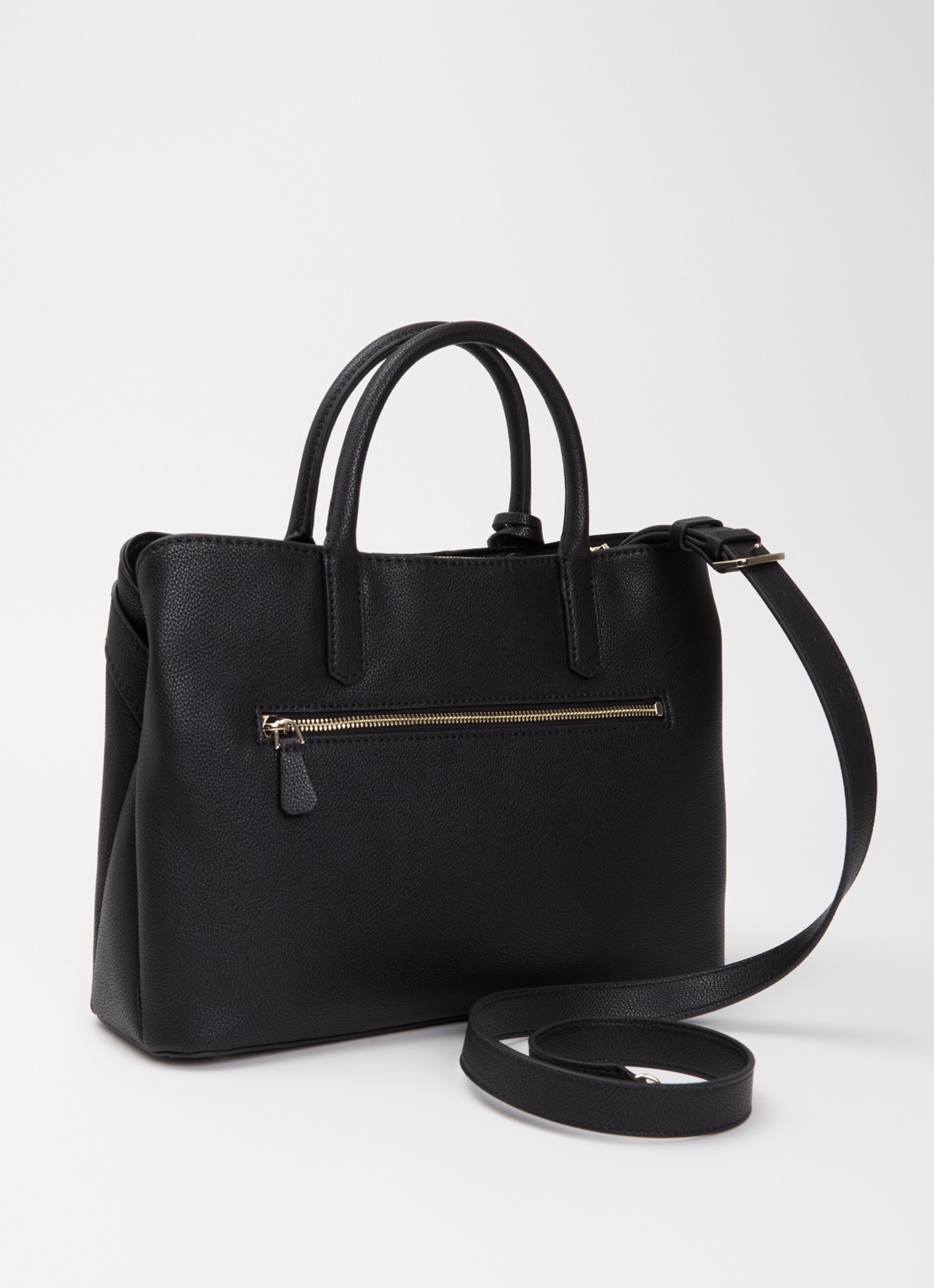 GUESS Gregoria handtas met logo en afneembare schouderriem - achterkant zwart