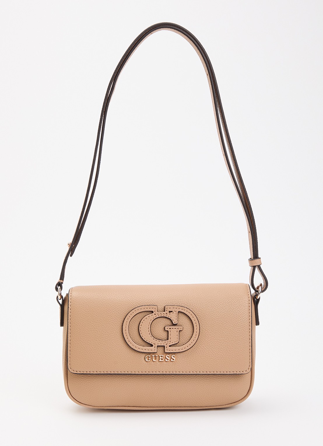 GUESS Isola crossbody tas met logo en verstelbare schouderriem  - voorkant 2 beige