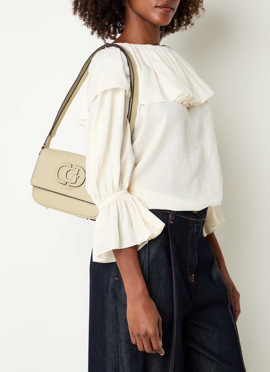 GUESS Isola crossbodytas met logo - voorkant 5 lichtgroen