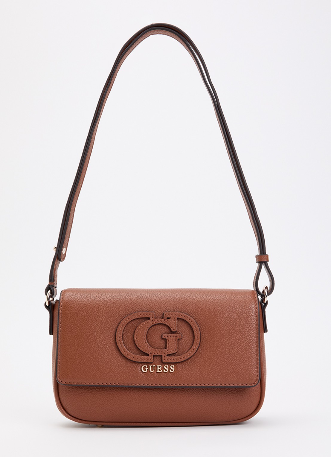 GUESS Isola crossbodytas met logo  - voorkant bruin