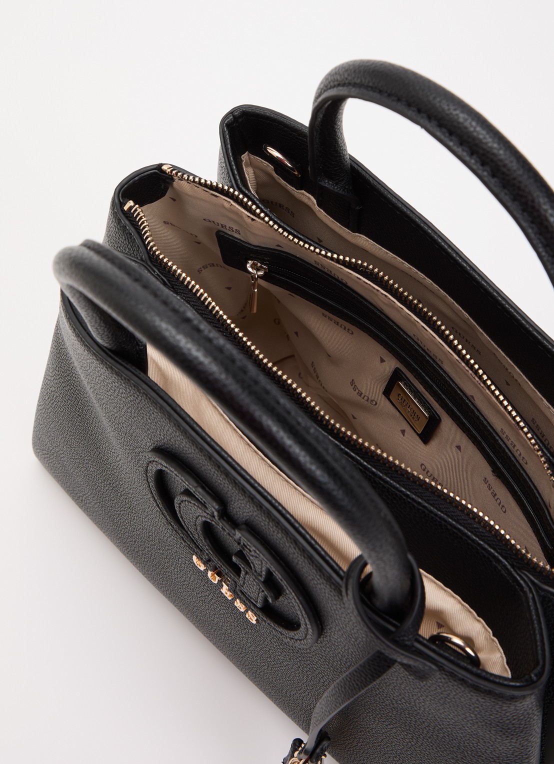 GUESS Isola handtas met tasbedel en afneembare schouderriem - detail 3 zwart