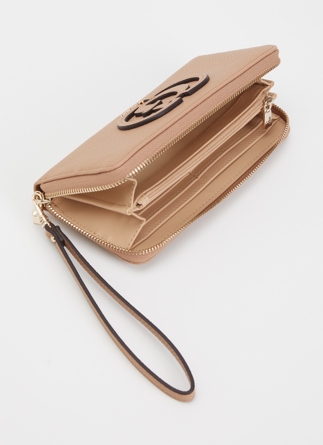 GUESS Isola Large portemonnee met logo - voorkant 3 beige