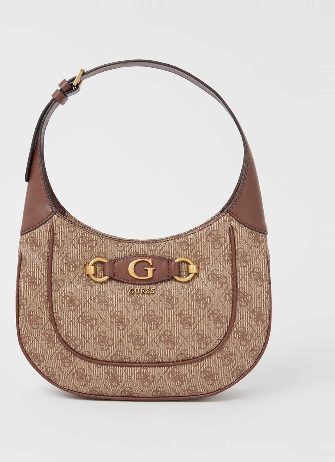 GUESS Izzy schoudertas met logoprint  - voorkant 3 lichtbruin