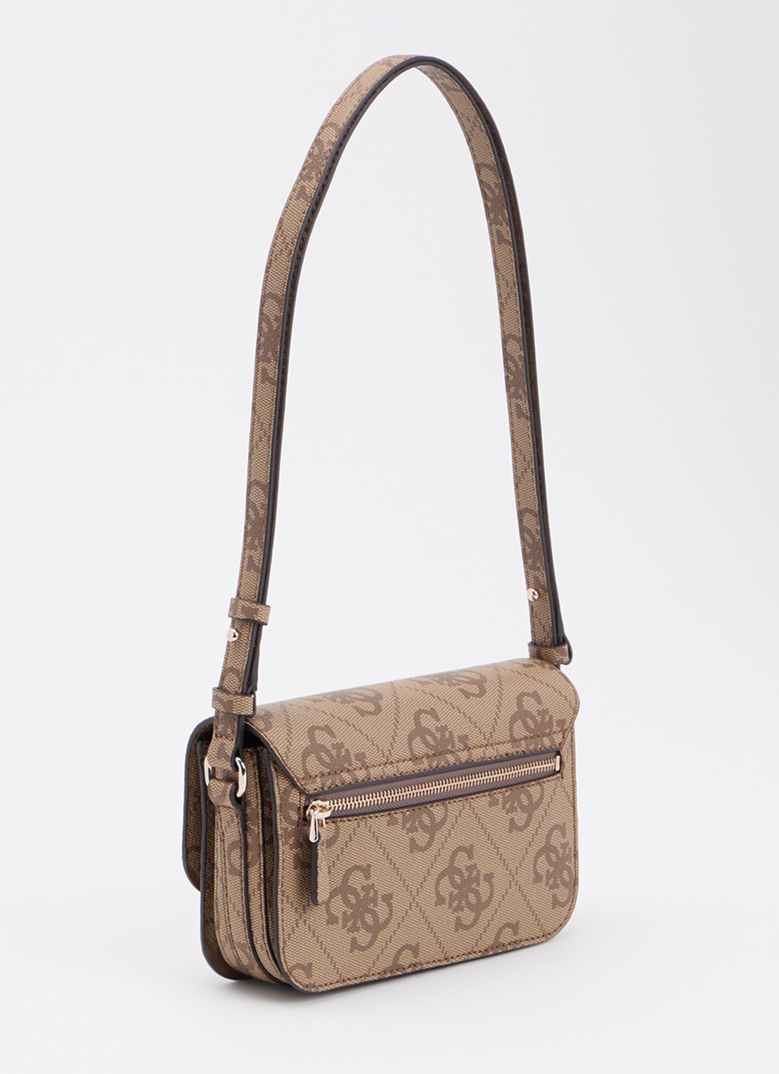 GUESS Janie Logo crossbodytas met verstelbare schouderriem  - achterkant 6 zand