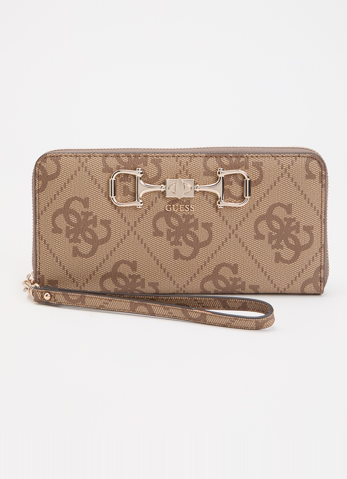 GUESS Janie portemonnee met logoprint - voorkant beige