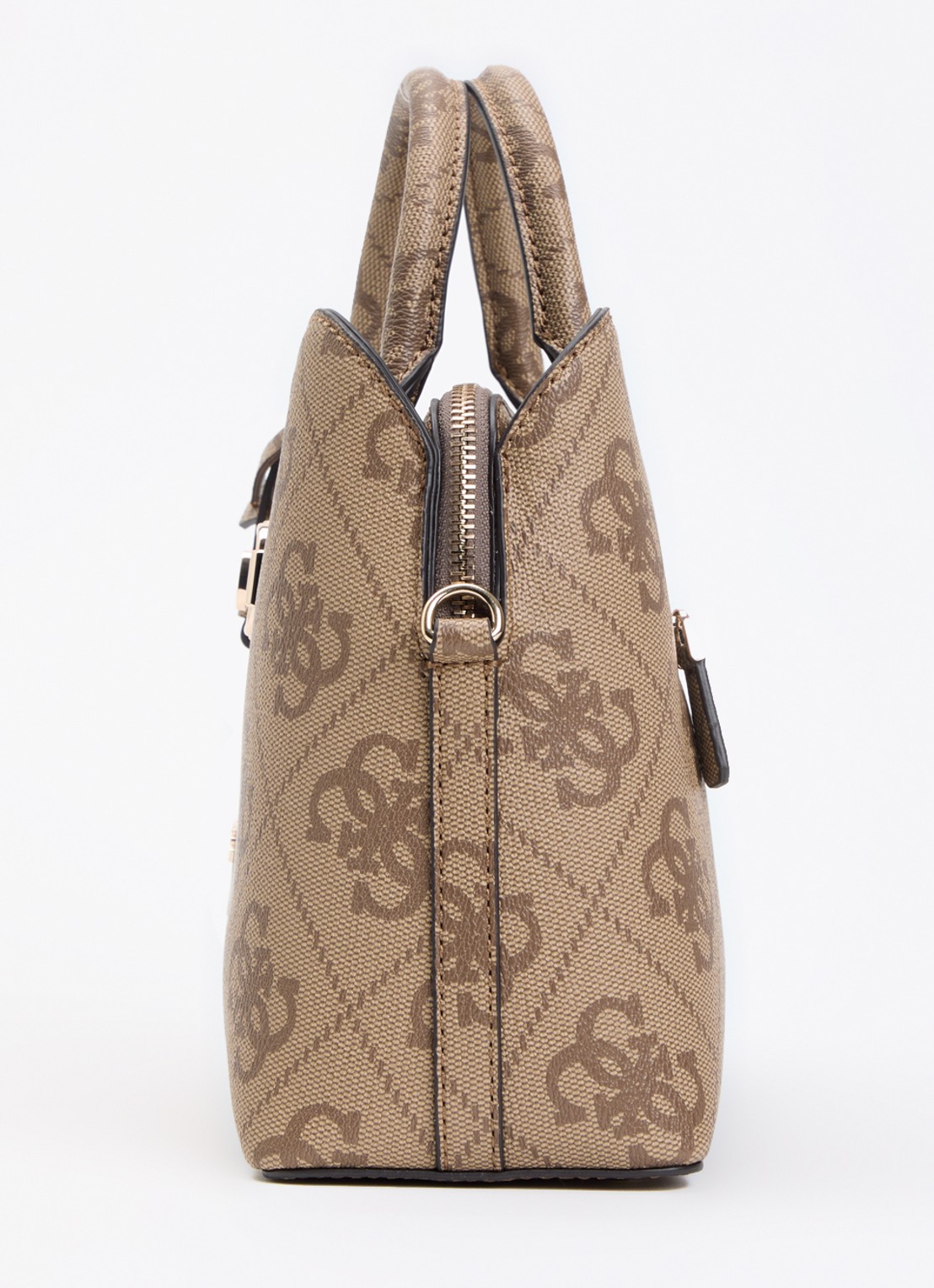 GUESS Jannie handtas met logoprint en afneembare schouderriem - detail 4 beige